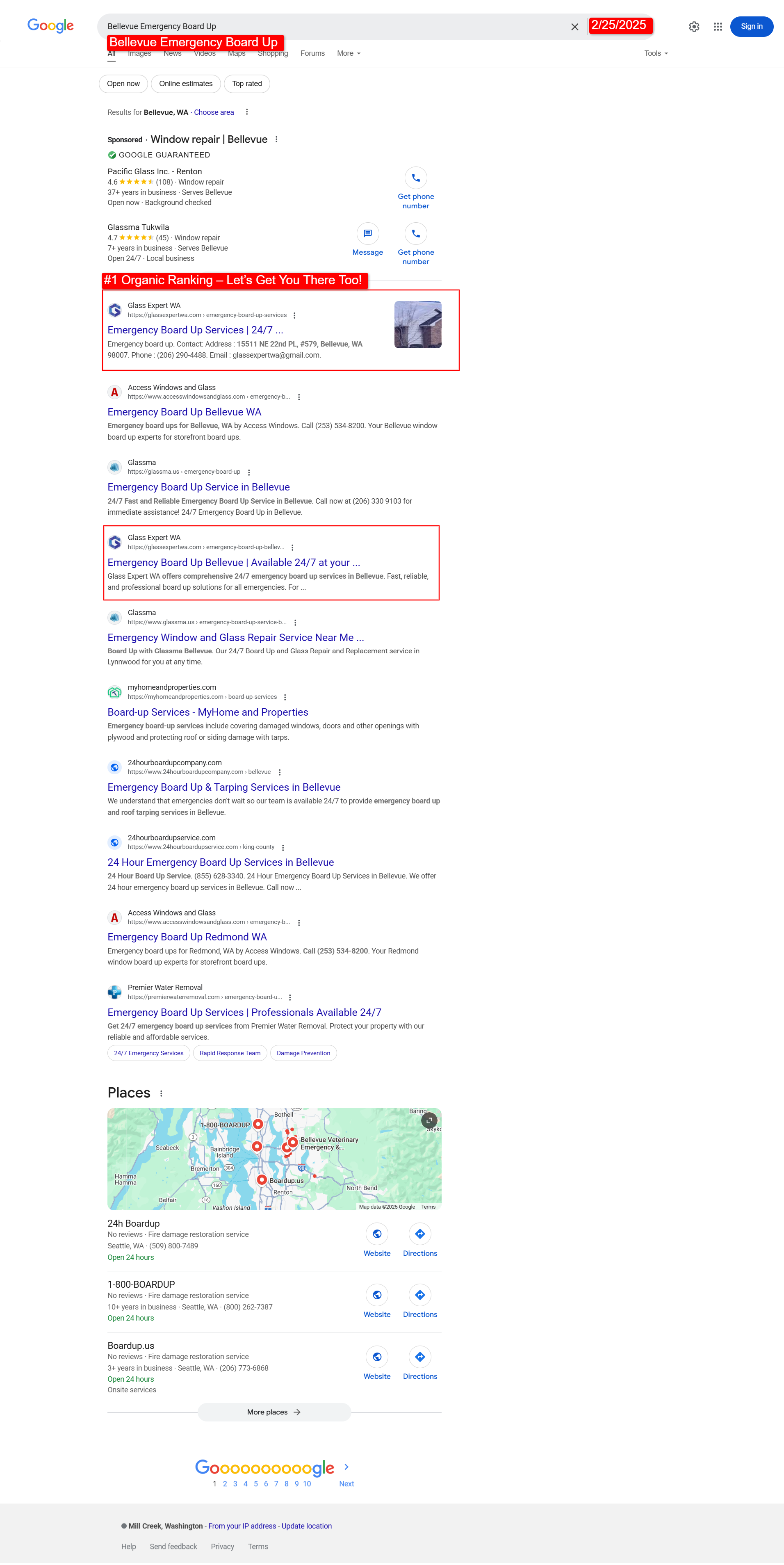 Ranking on the first page of Google Screenshot