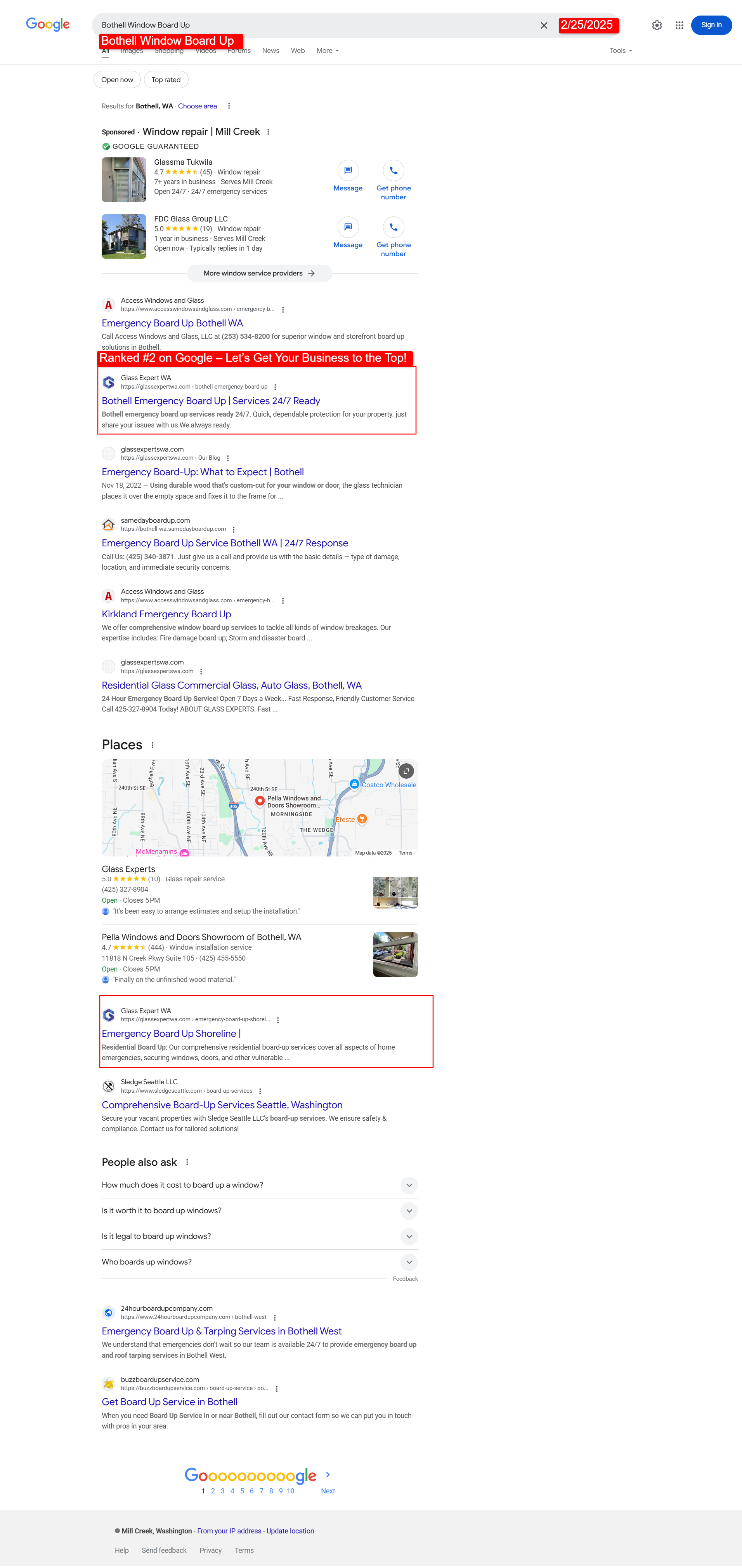 Ranking on the first page of Google Screenshot