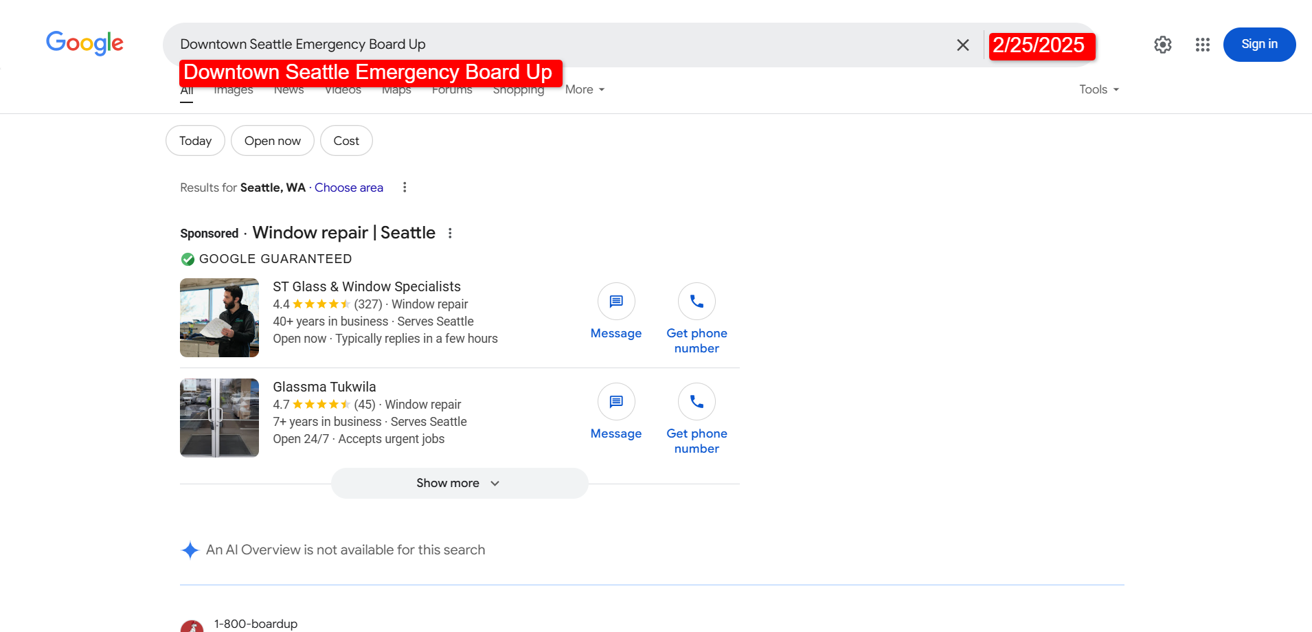 Ranking on the first page of Google Screenshot