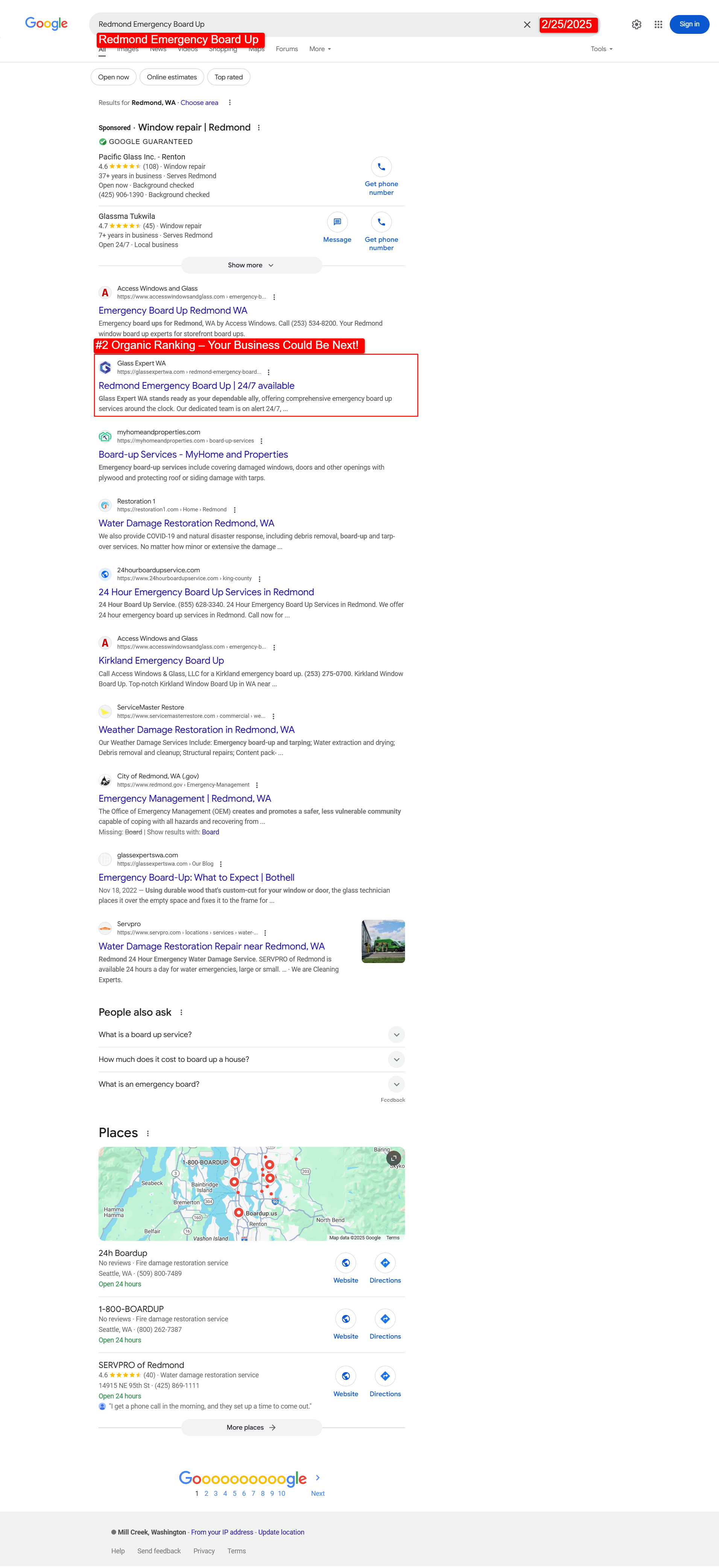 Ranking on the first page of Google Screenshot