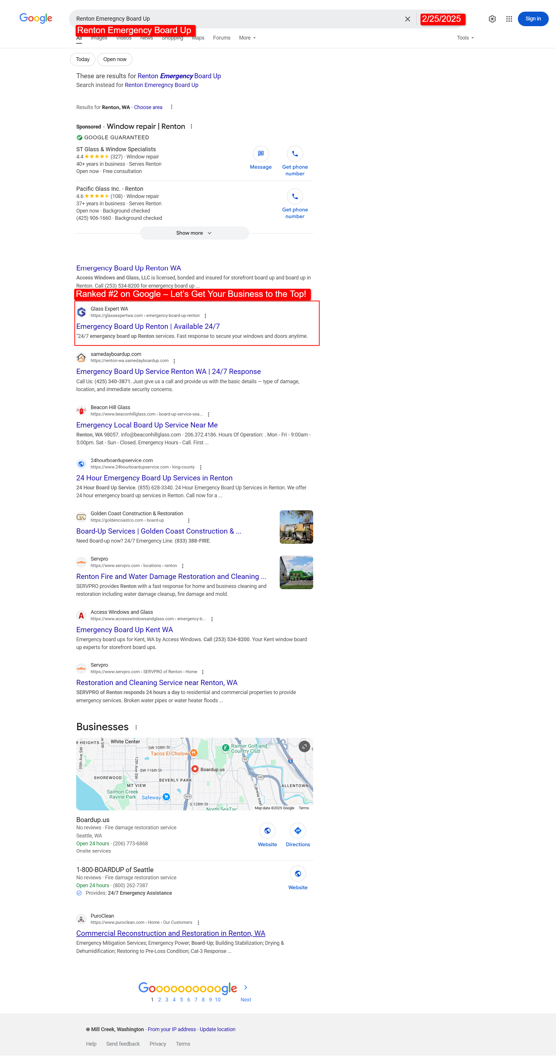 Ranking on the first page of Google Screenshot