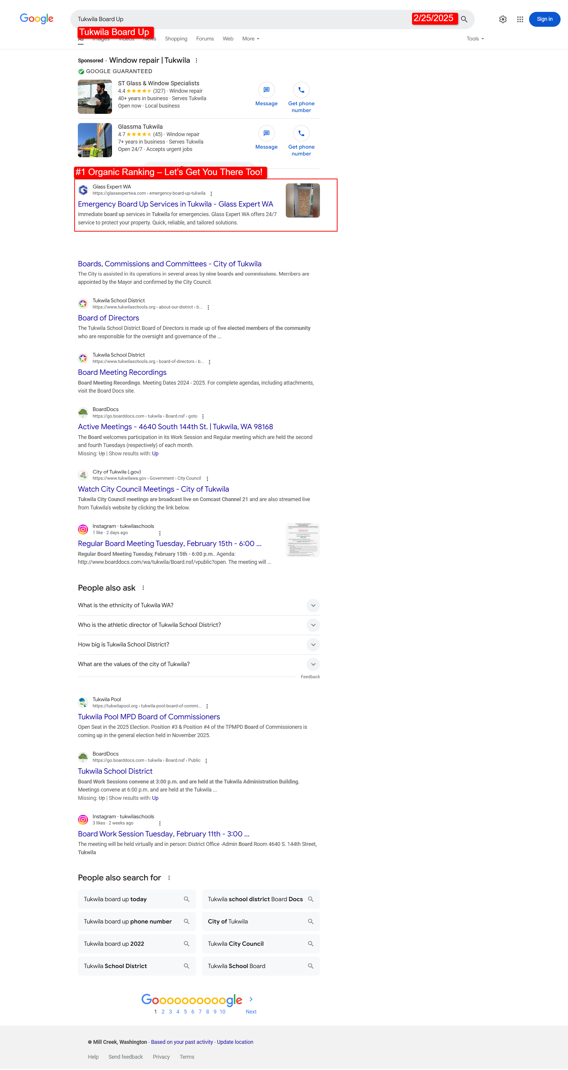Ranking on the first page of Google Screenshot